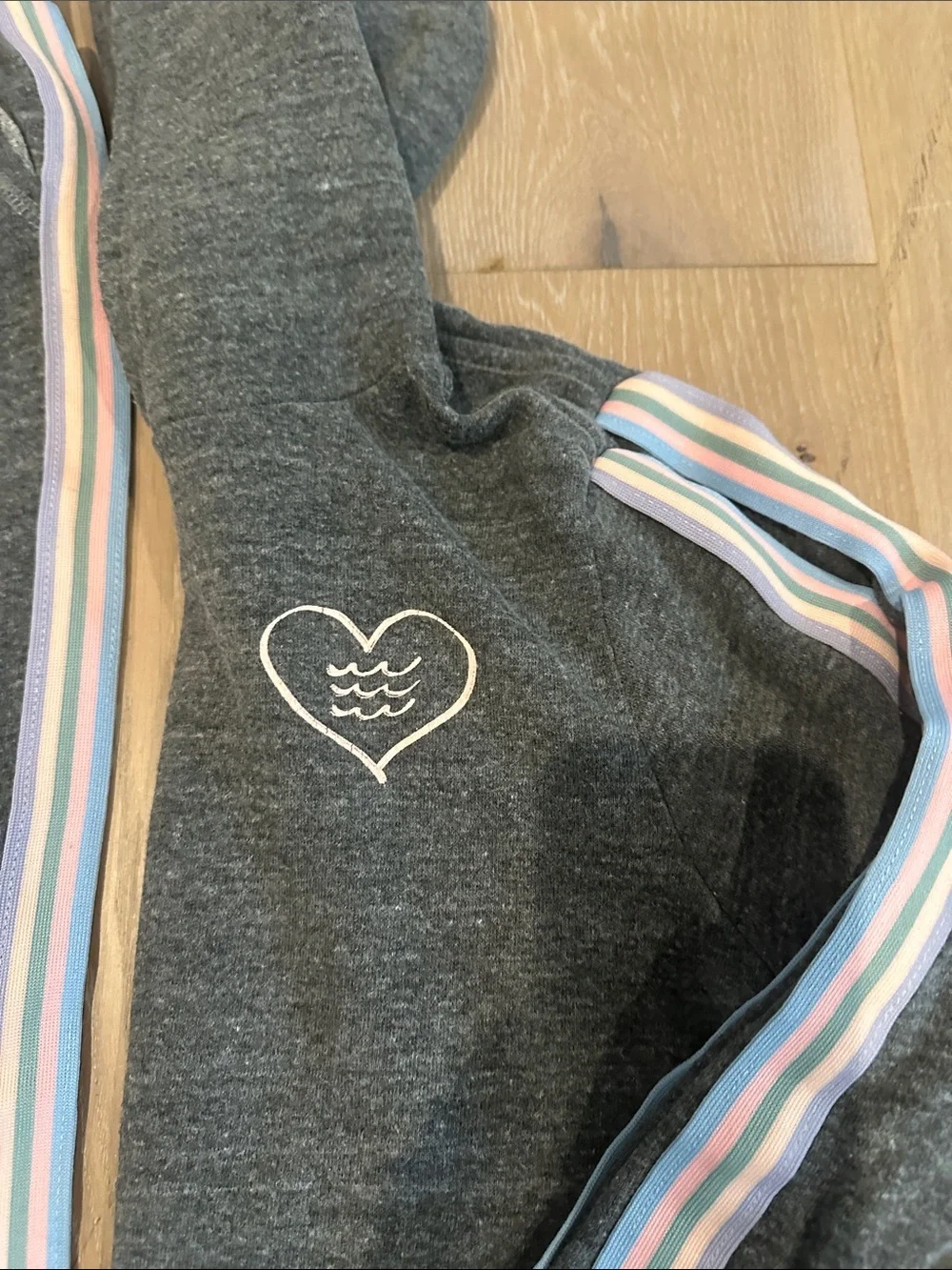 Sol Angeles Kids Charcoal Gray Hoodie & Jogger Set with Pastel Stripe Trim